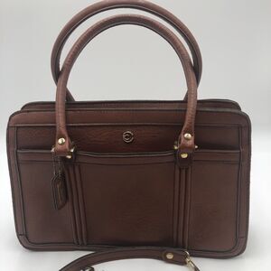 VTG Cornell Brown Leather Satchel Crossbody Handbag Purse